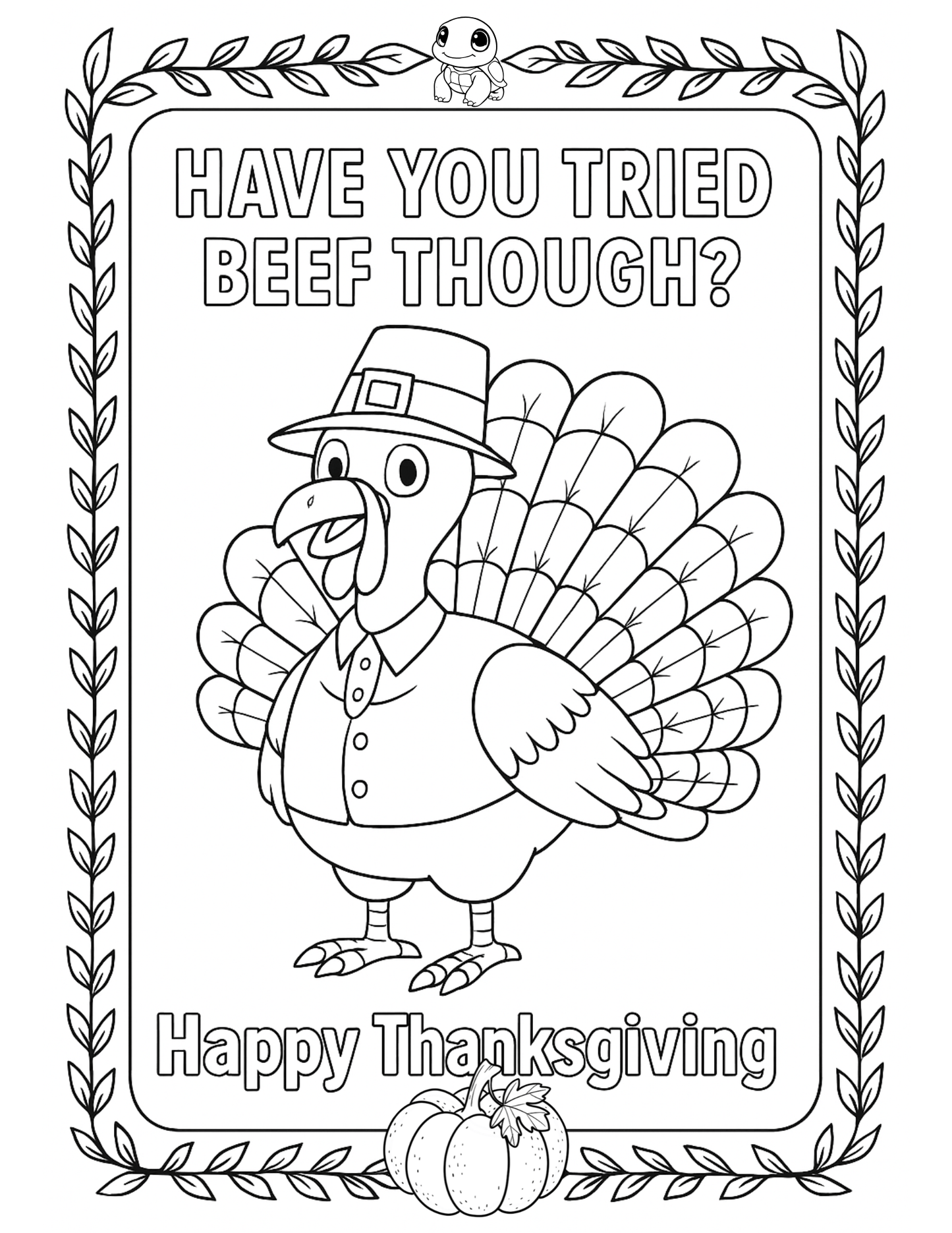 Free Thanksgiving Coloring Page - TurtleCraft Studio | TurtleCraft Studio