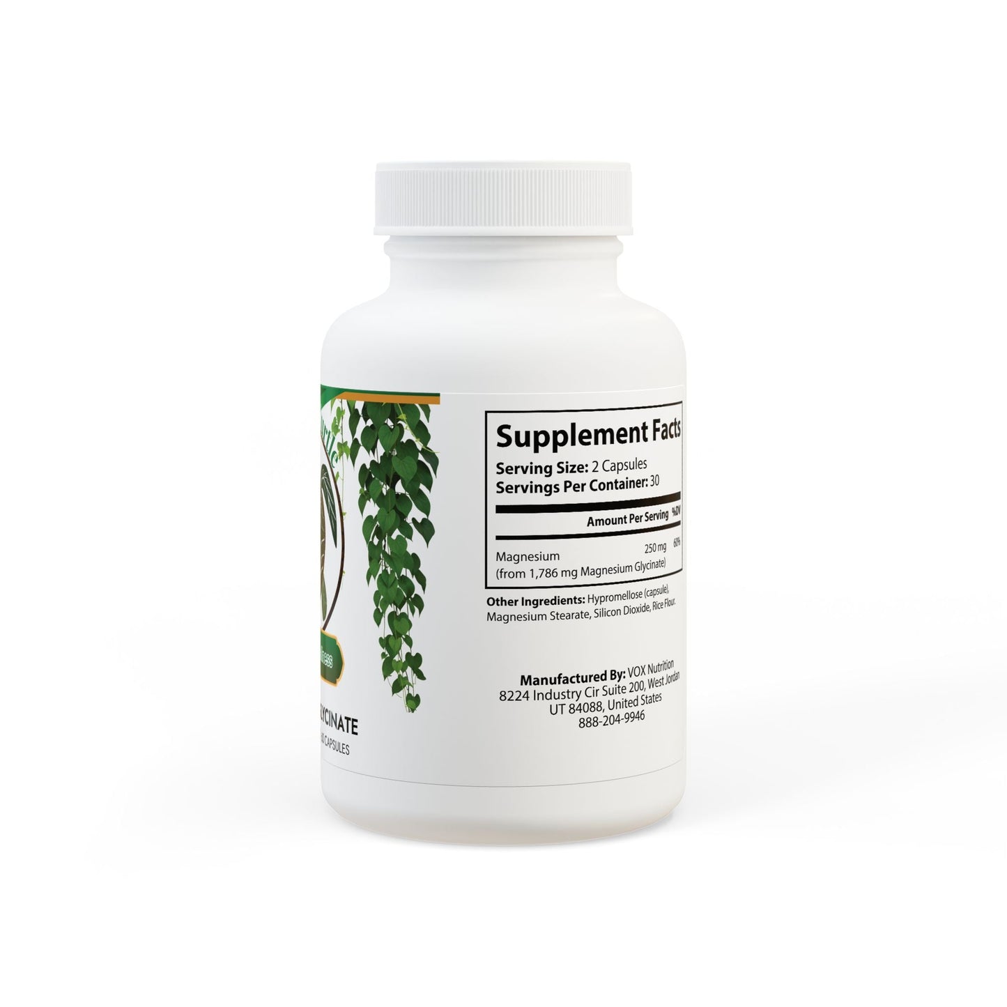 Herbal Turtle: Active Support – Magnesium Glycinate Supplement (250mg, 60 Capsules) - TurtleCraft Studio | TurtleCraft Studio