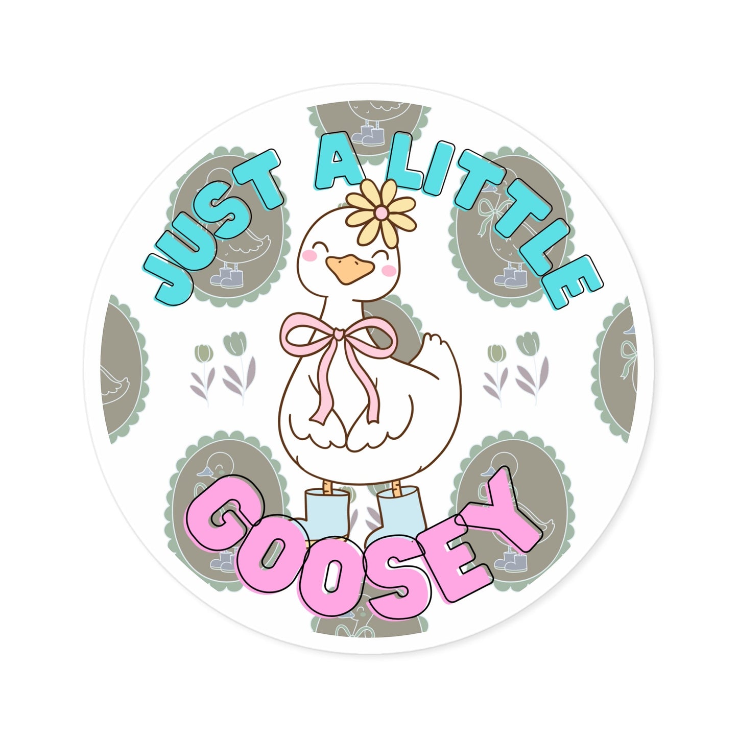 "Just a Little Goosey" – Cute Round Goose Sticker Snapper - TurtleCraft Studio | TurtleCraft Studio