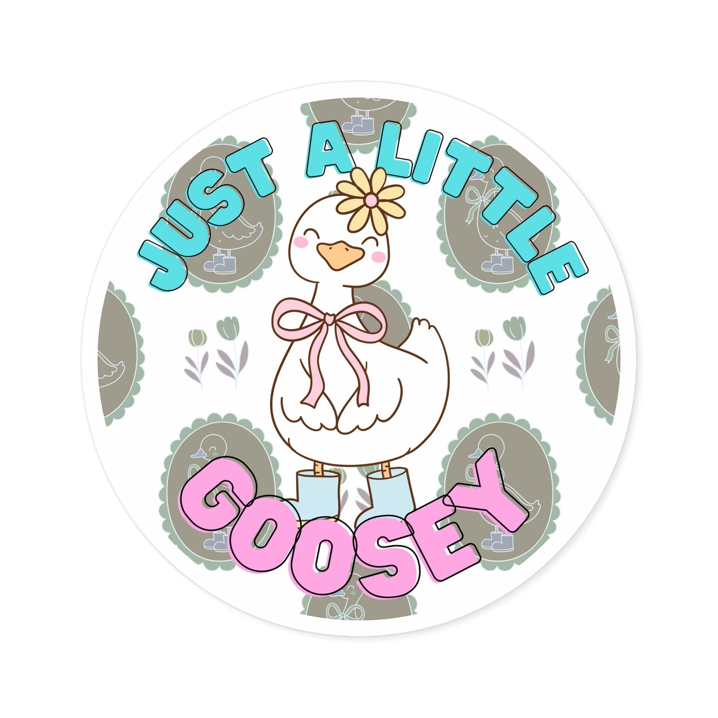"Just a Little Goosey" – Cute Round Goose Sticker Snapper - TurtleCraft Studio | TurtleCraft Studio