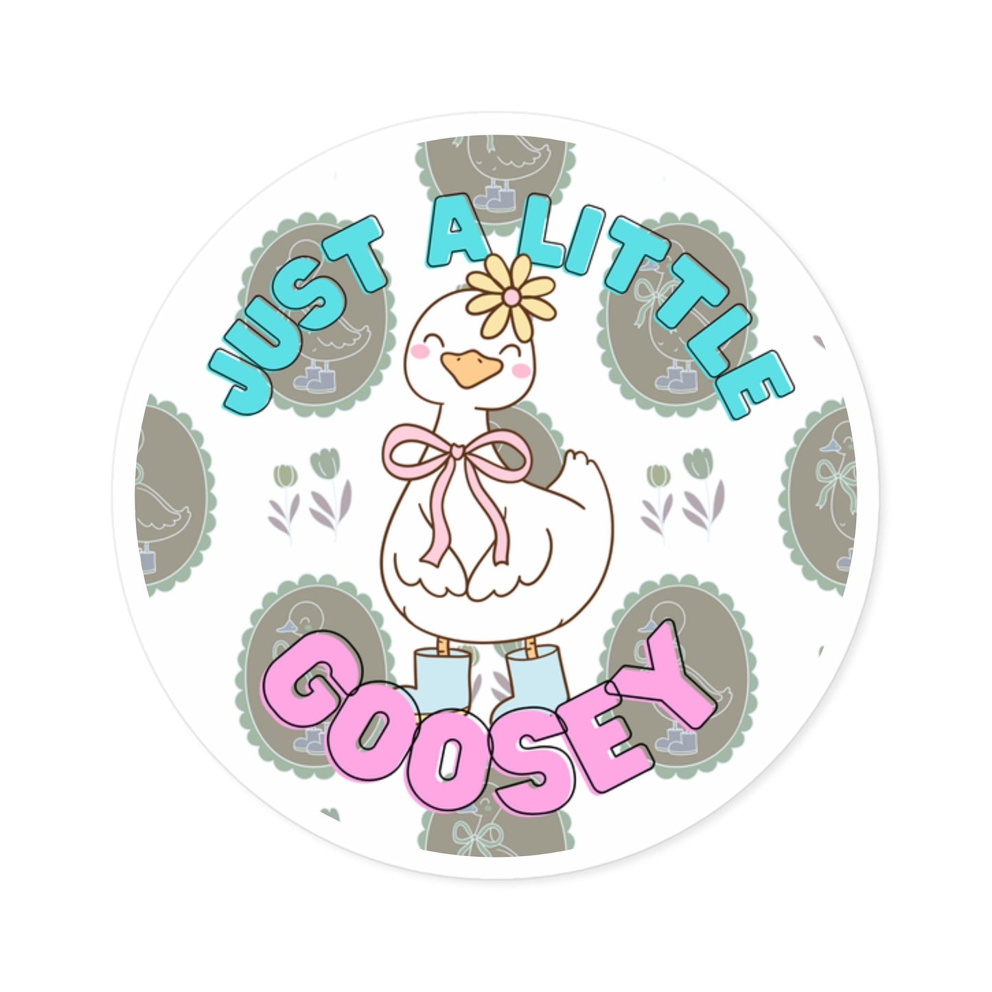 "Just a Little Goosey" – Cute Round Goose Sticker Snapper - TurtleCraft Studio | TurtleCraft Studio
