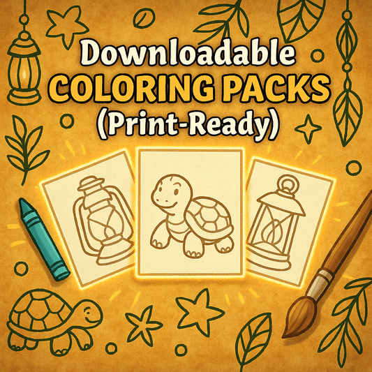 Whimsical themed; coloring images with a crayon and paintbrush