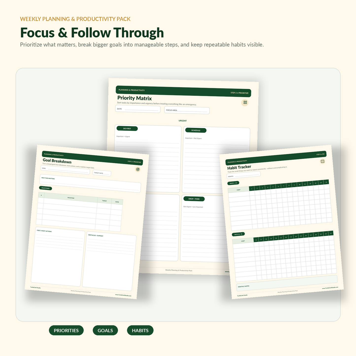 Weekly Planning & Productivity Pack
