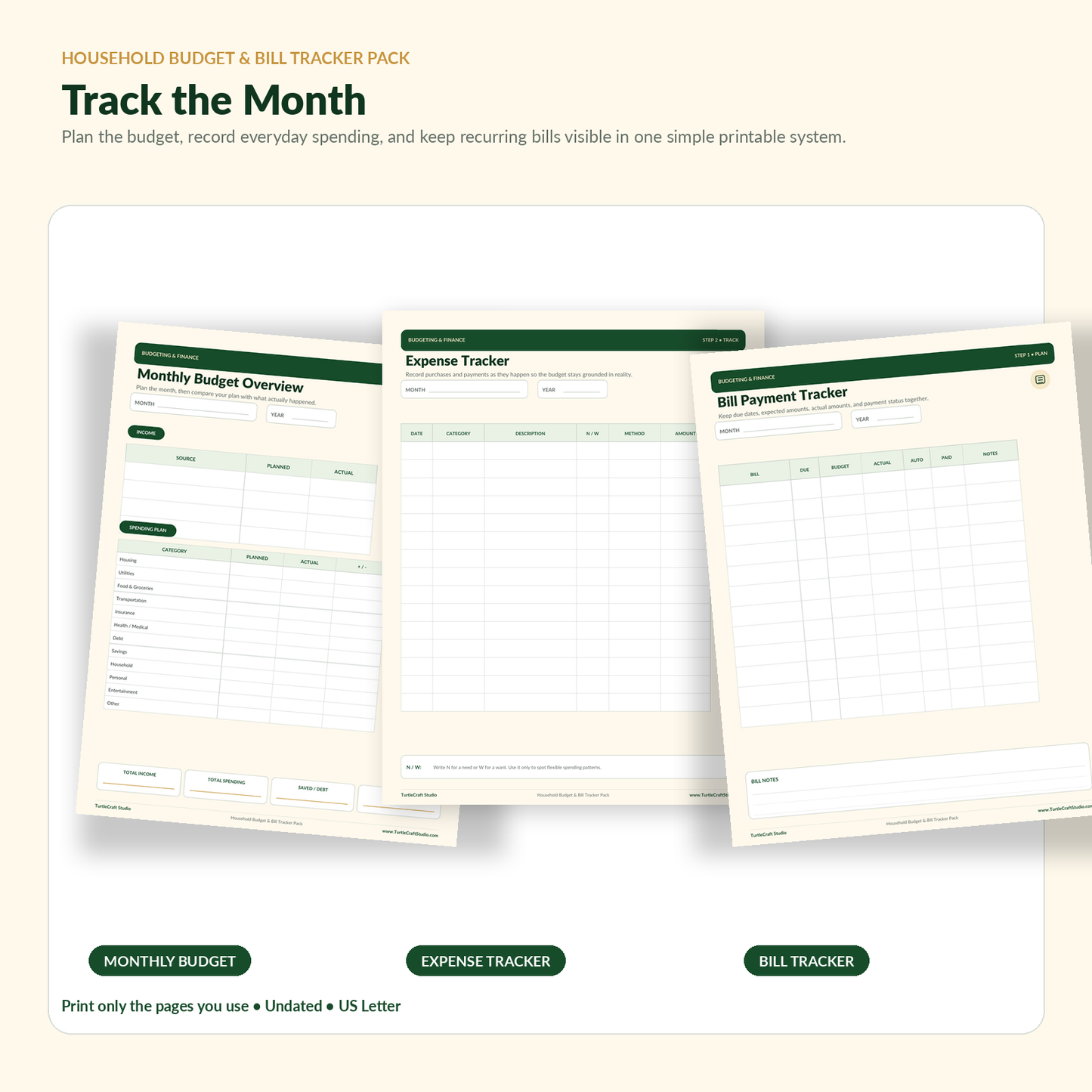 Household Budget & Bill Tracker Pack