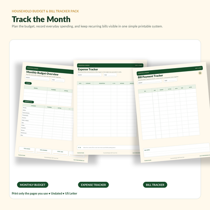 Household Budget & Bill Tracker Pack