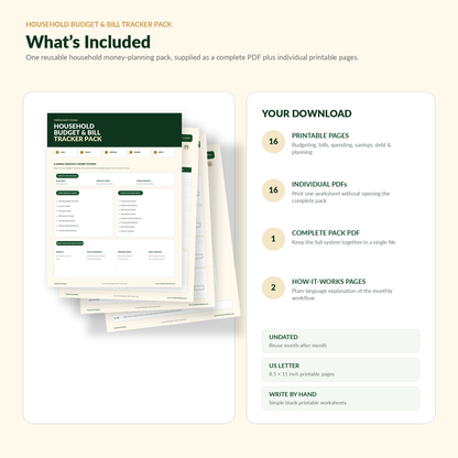 Household Budget & Bill Tracker Pack