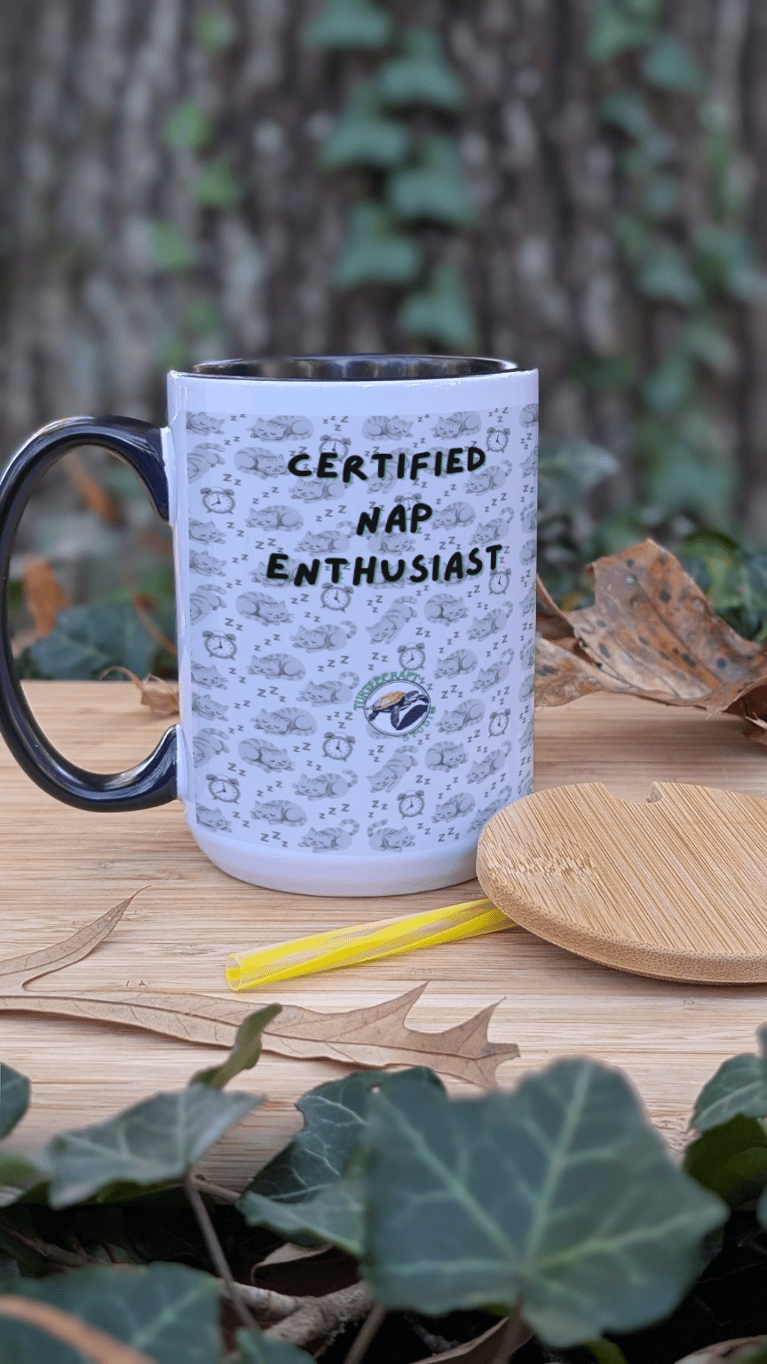 "Certified Nap Enthusiast" Mug (15 oz) - TurtleCraft Studio | TurtleCraft Studio
