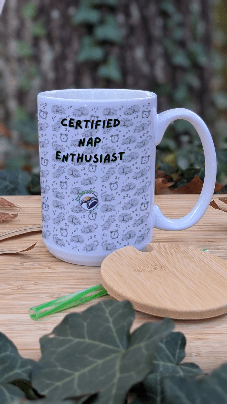 "Certified Nap Enthusiast" Mug (15 oz) - TurtleCraft Studio | TurtleCraft Studio