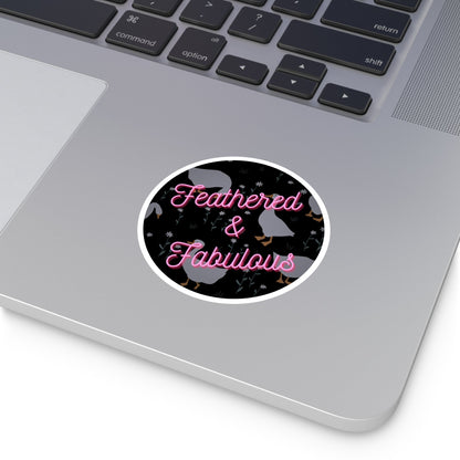 "Feathered & Fabulous" – Neon Goose Aesthetic Round Sticker Snapper - TurtleCraft Studio | TurtleCraft Studio
