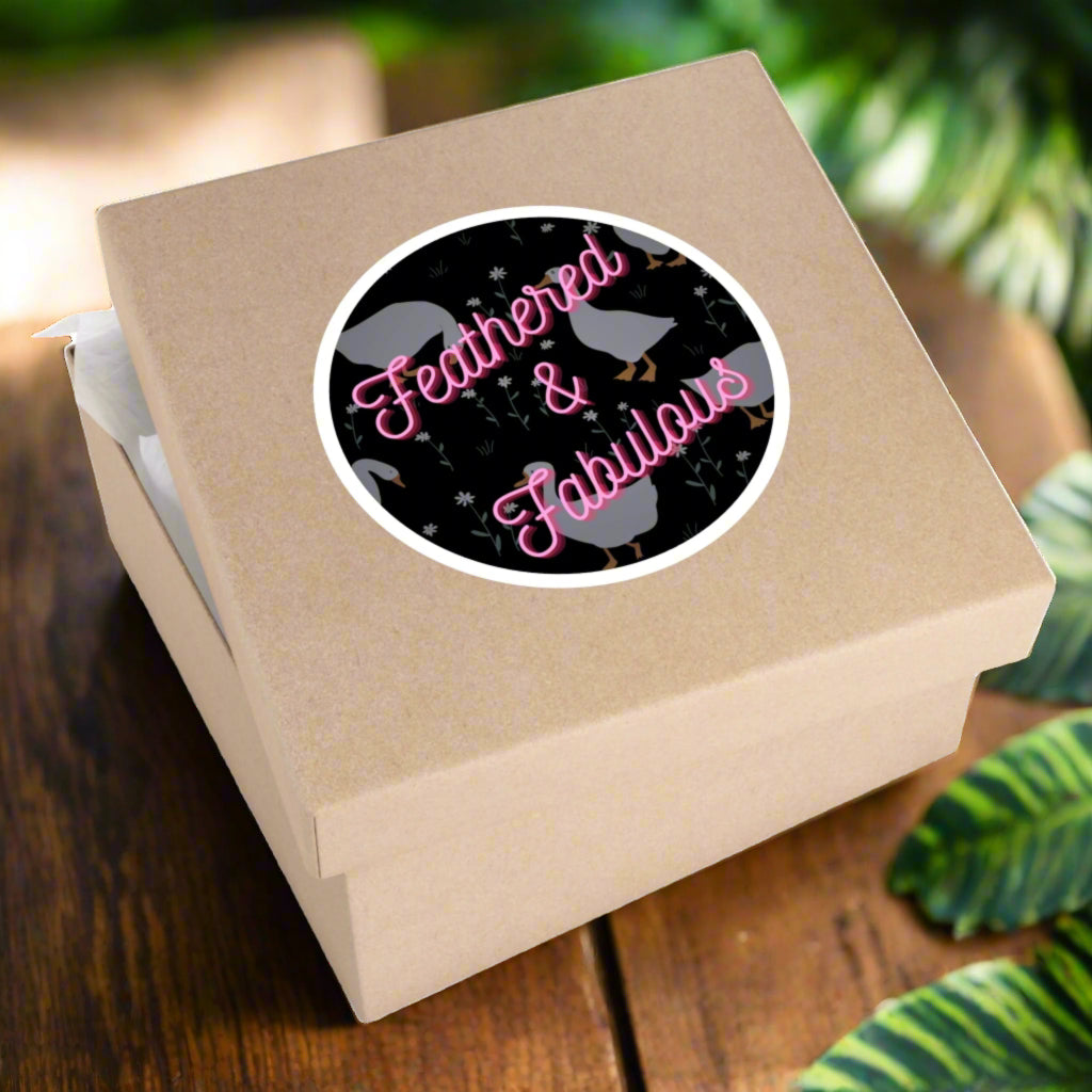 "Feathered & Fabulous" – Neon Goose Aesthetic Round Sticker Snapper - TurtleCraft Studio | TurtleCraft Studio