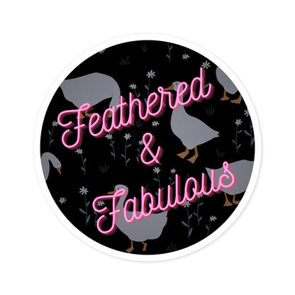 "Feathered & Fabulous" – Neon Goose Aesthetic Round Sticker Snapper - TurtleCraft Studio | TurtleCraft Studio