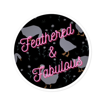 "Feathered & Fabulous" – Neon Goose Aesthetic Round Sticker Snapper - TurtleCraft Studio | TurtleCraft Studio
