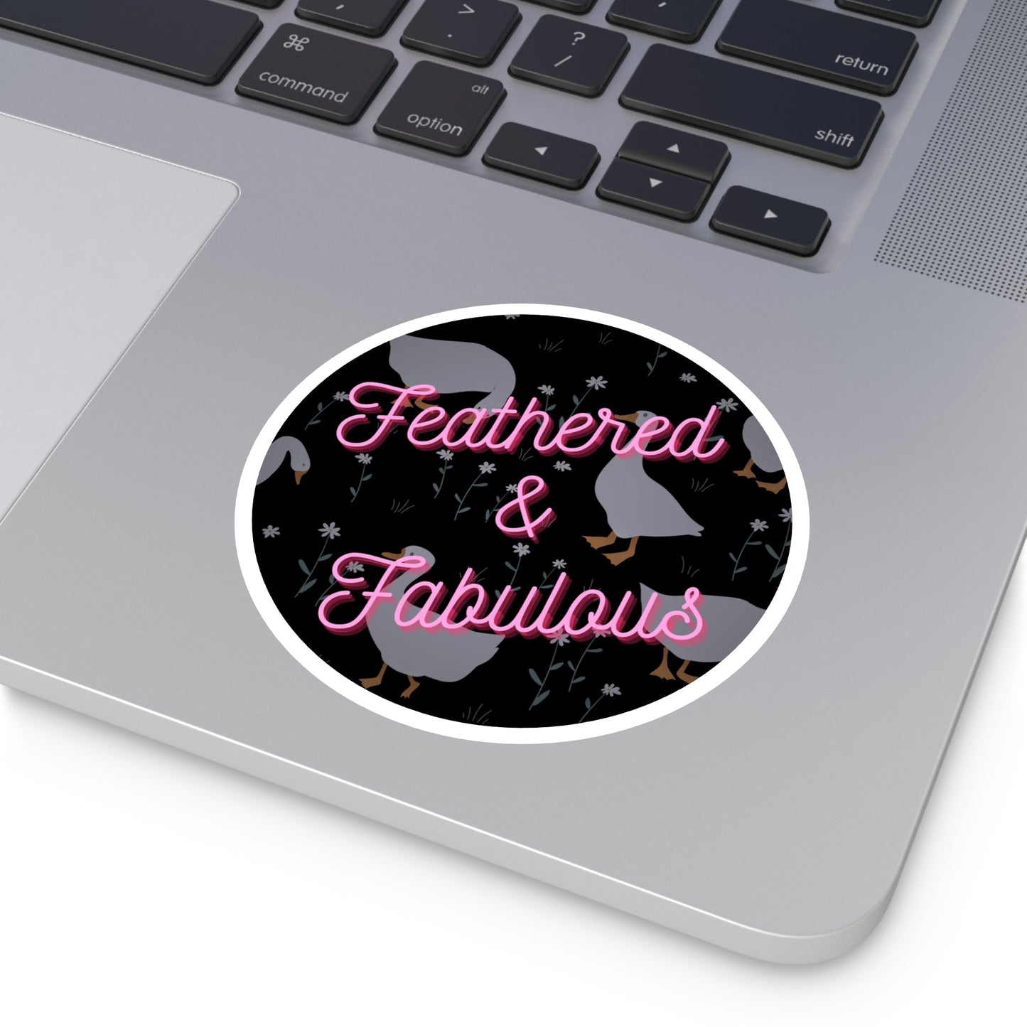 "Feathered & Fabulous" – Neon Goose Aesthetic Round Sticker Snapper - TurtleCraft Studio | TurtleCraft Studio