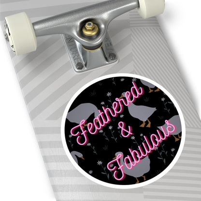 "Feathered & Fabulous" – Neon Goose Aesthetic Round Sticker Snapper - TurtleCraft Studio | TurtleCraft Studio