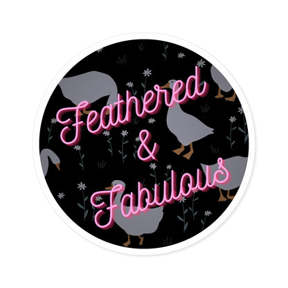 "Feathered & Fabulous" – Neon Goose Aesthetic Round Sticker Snapper - TurtleCraft Studio | TurtleCraft Studio