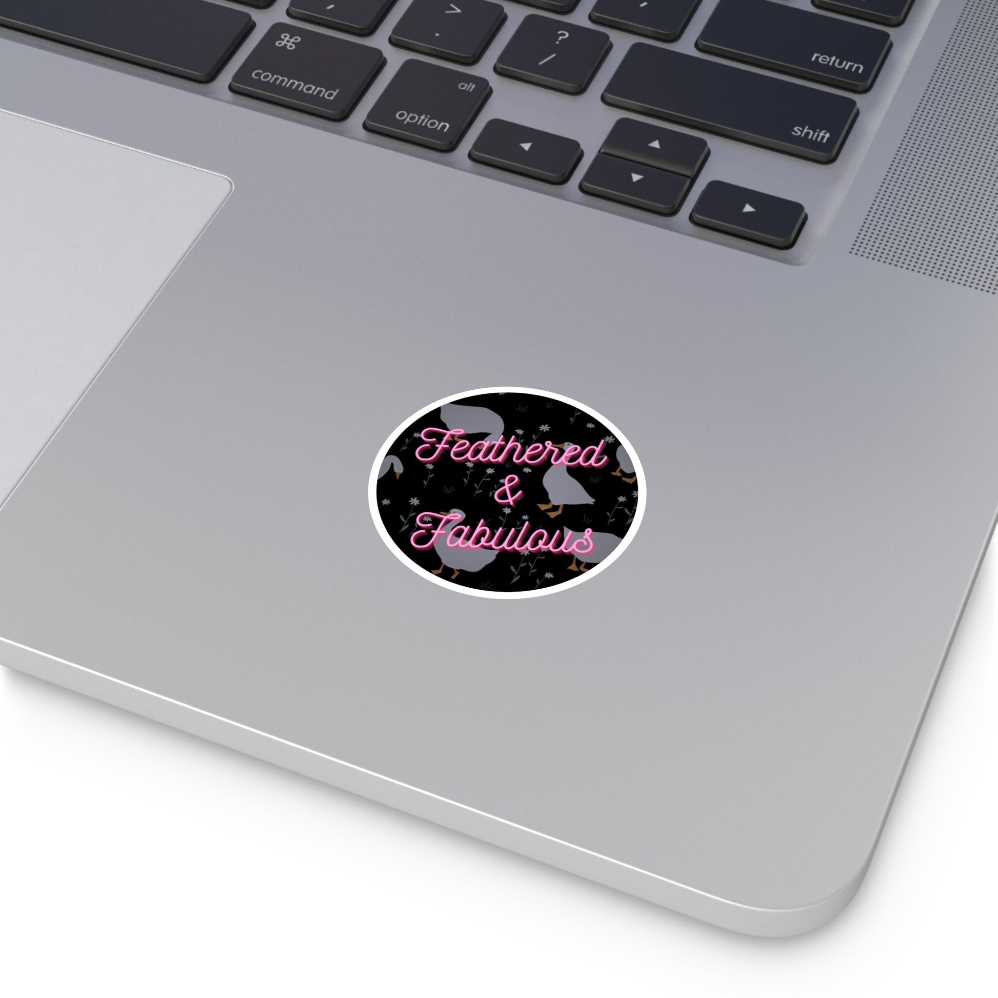 "Feathered & Fabulous" – Neon Goose Aesthetic Round Sticker Snapper - TurtleCraft Studio | TurtleCraft Studio