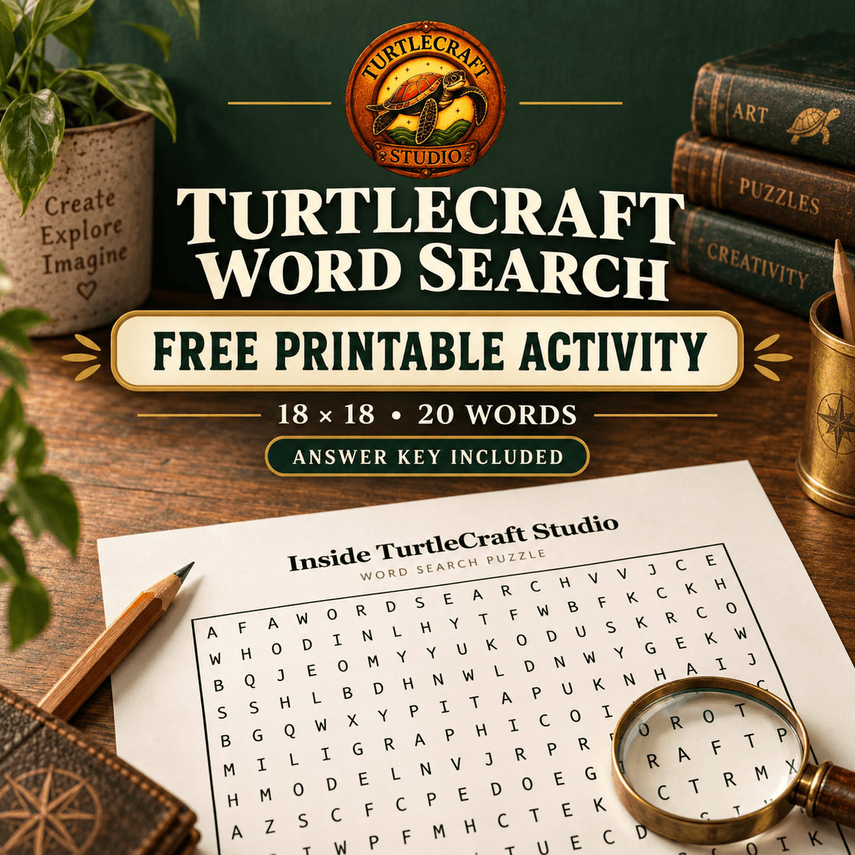 Free TurtleCraft Studio Word Search - TurtleCraft Studio | TurtleCraft Studio