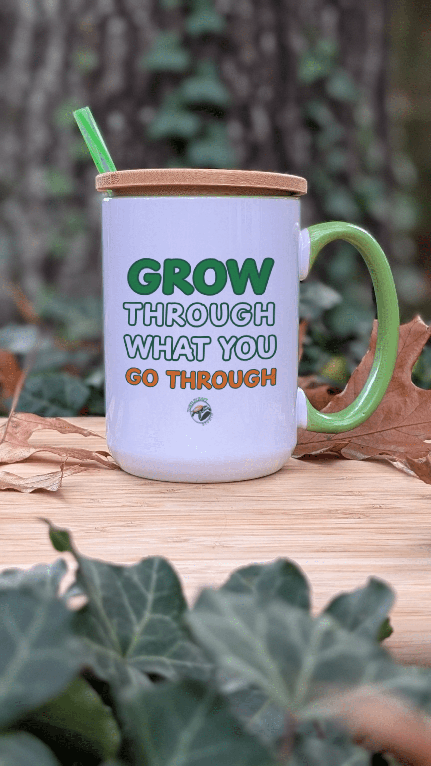 Grow Through What You Go Through – 15oz Ceramic Mug - TurtleCraft Studio | TurtleCraft Studio