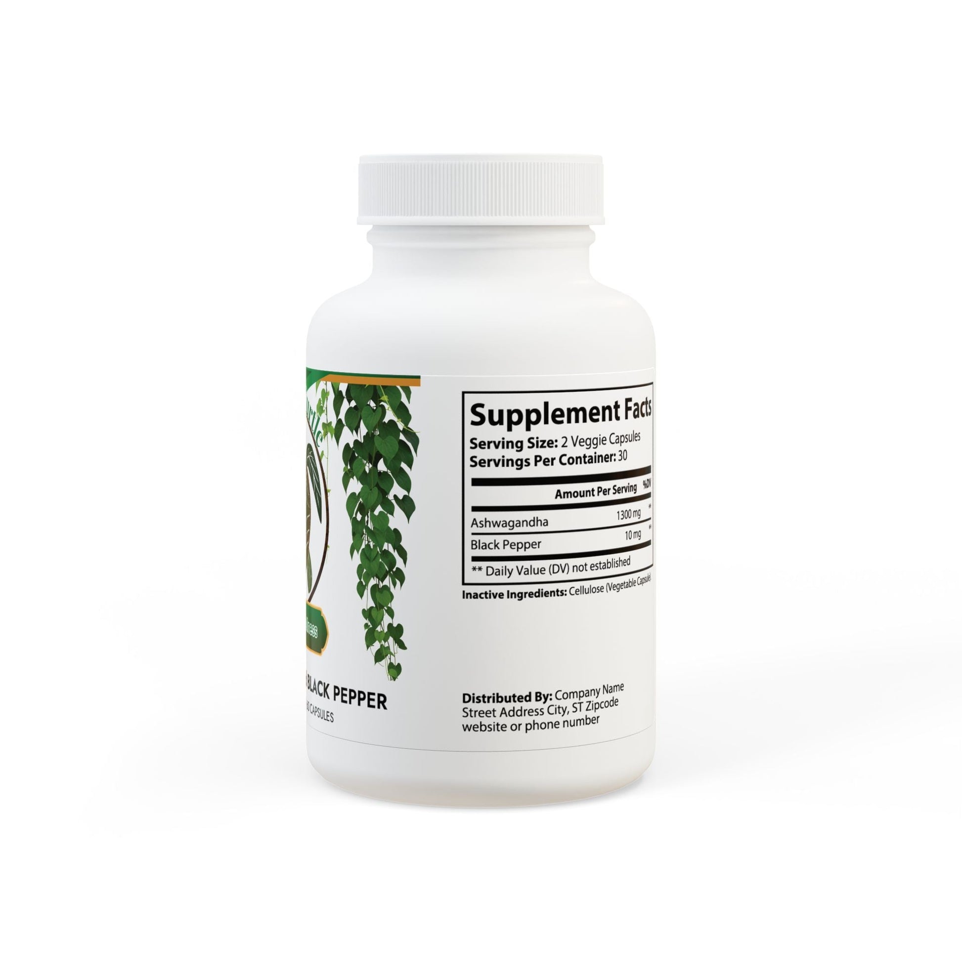 Herbal Turtle: Ashwagandha and Black Pepper Supplement (60 capsules) - TurtleCraft Studio | TurtleCraft Studio