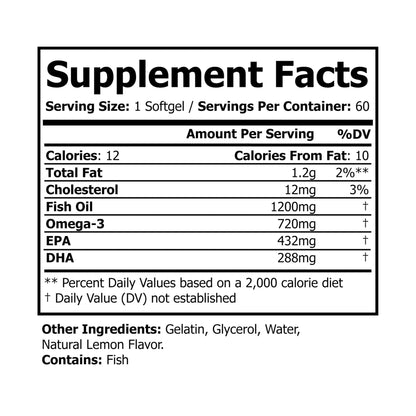 Herbal Turtle: Ocean Vitality Omega - 3 Fish Oil – 60 Softgels - TurtleCraft Studio | TurtleCraft Studio