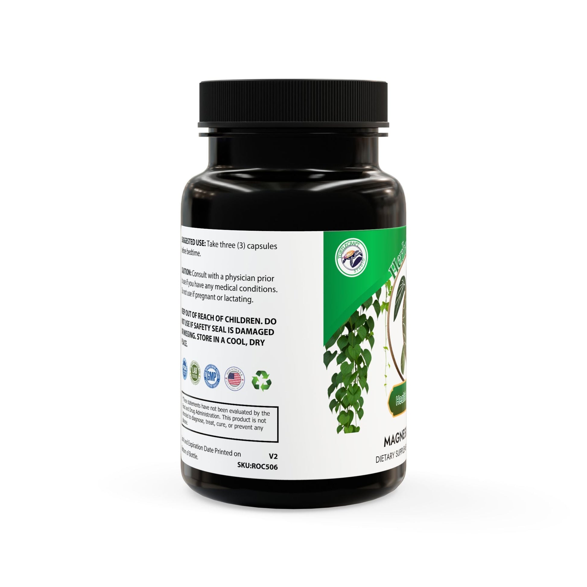 Herbal Turtle: Strength Surge – Magnesium & Zinc Supplement (90 Capsules) - TurtleCraft Studio | TurtleCraft Studio