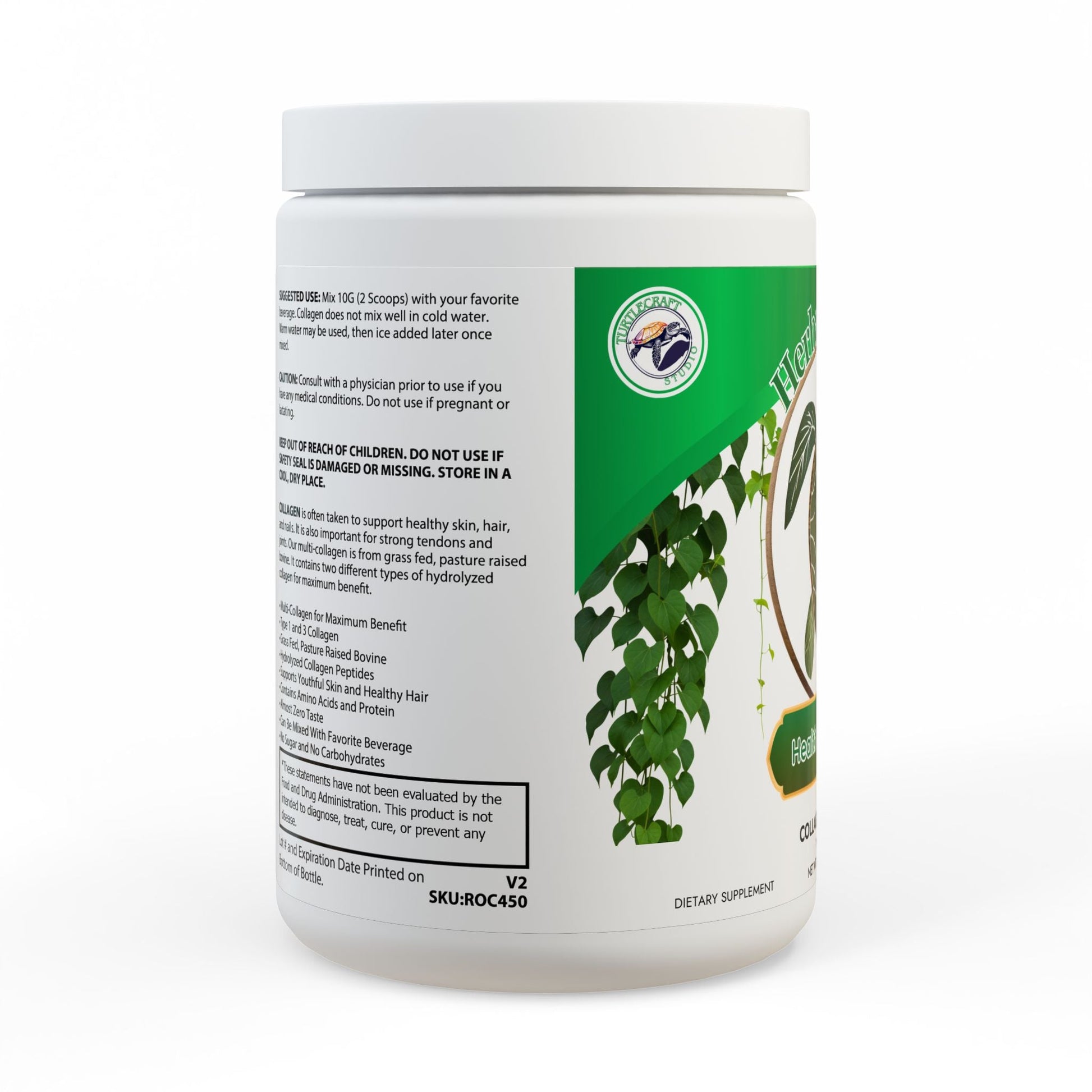 Herbal Turtle: Tidal Glow Collagen Peptides – Type I & III (350g, 12.3oz) - TurtleCraft Studio | TurtleCraft Studio