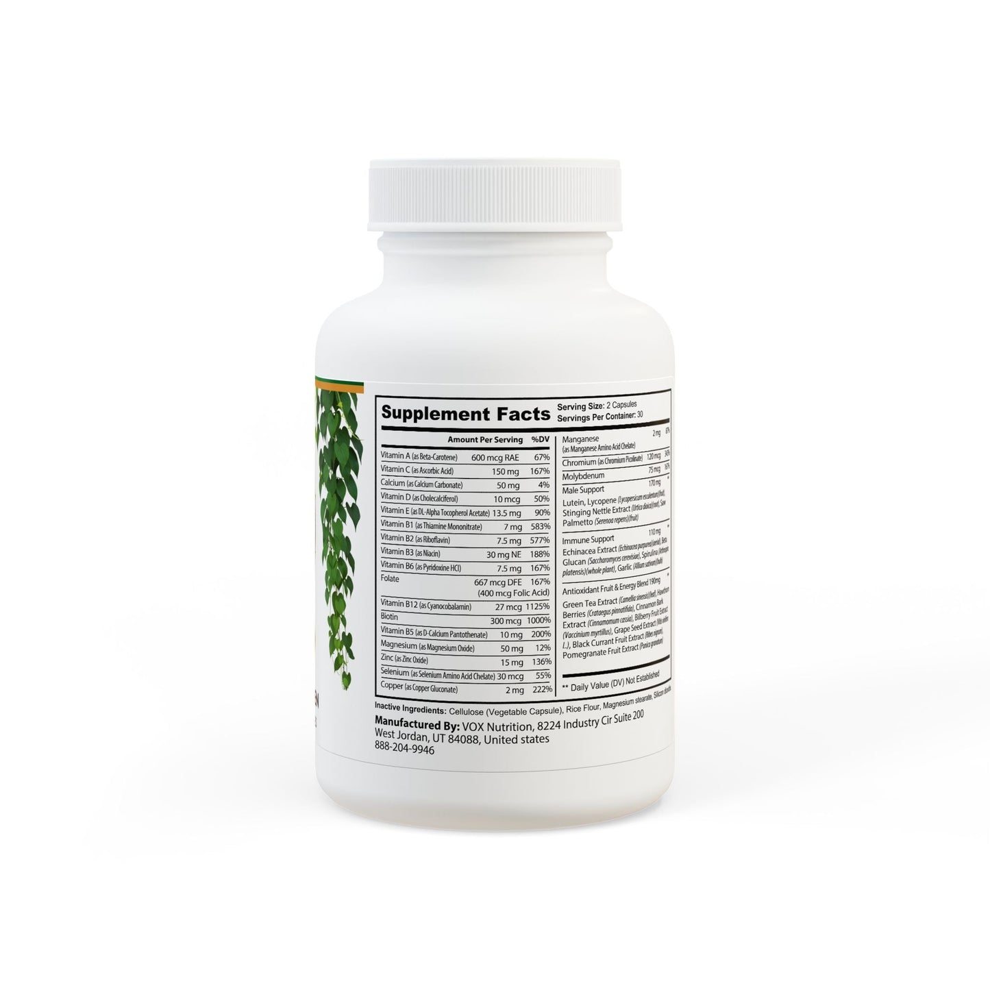 Herbal Turtle: Vital Strength Men’s Multivitamin – 60 Capsules - TurtleCraft Studio | TurtleCraft Studio