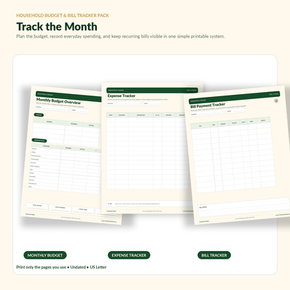 Household Budget & Bill Tracker Pack - TurtleCraft Studio | TurtleCraft Studio