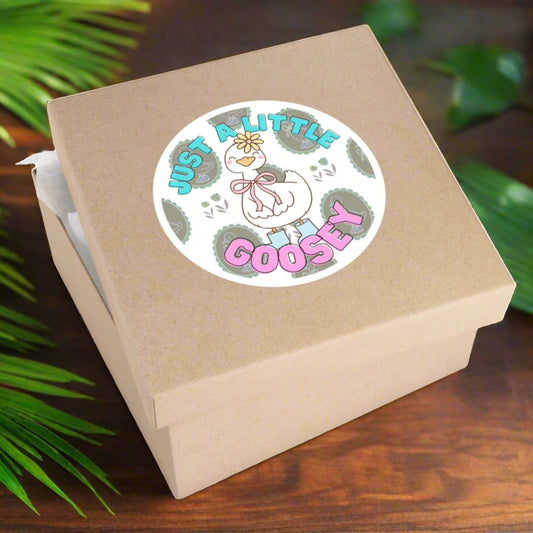 "Just a Little Goosey" – Cute Round Goose Sticker Snapper - TurtleCraft Studio | TurtleCraft Studio
