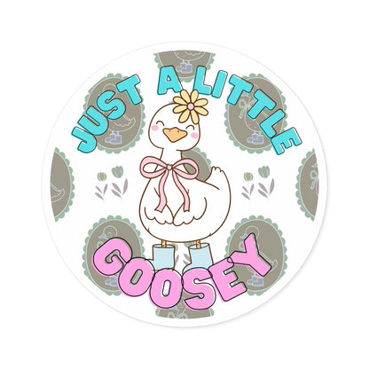 "Just a Little Goosey" – Cute Round Goose Sticker Snapper - TurtleCraft Studio | TurtleCraft Studio