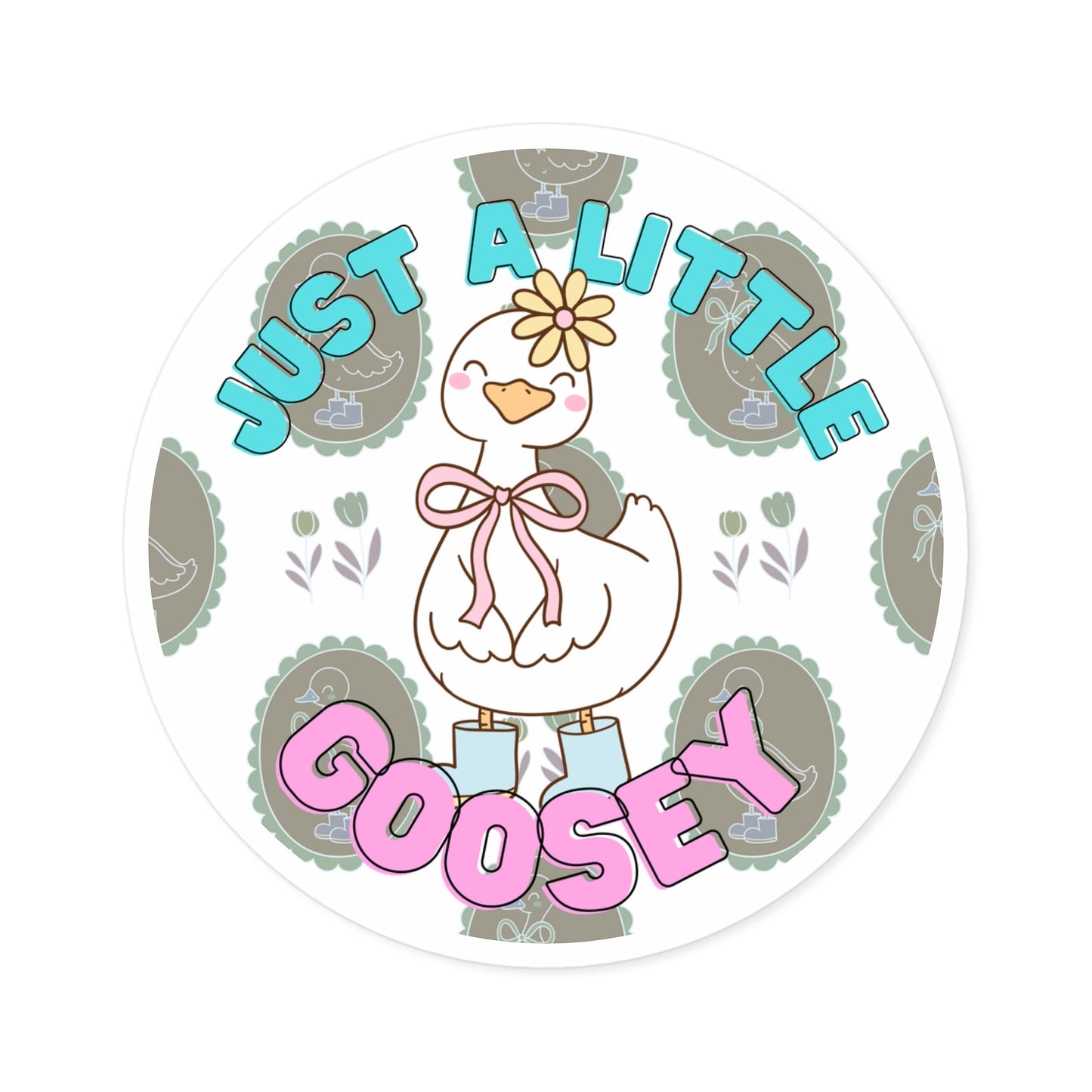 "Just a Little Goosey" – Cute Round Goose Sticker Snapper - TurtleCraft Studio | TurtleCraft Studio