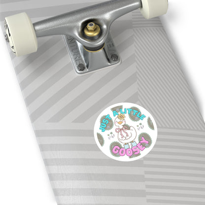 "Just a Little Goosey" – Cute Round Goose Sticker Snapper - TurtleCraft Studio | TurtleCraft Studio