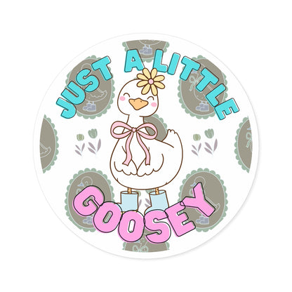 "Just a Little Goosey" – Cute Round Goose Sticker Snapper - TurtleCraft Studio | TurtleCraft Studio