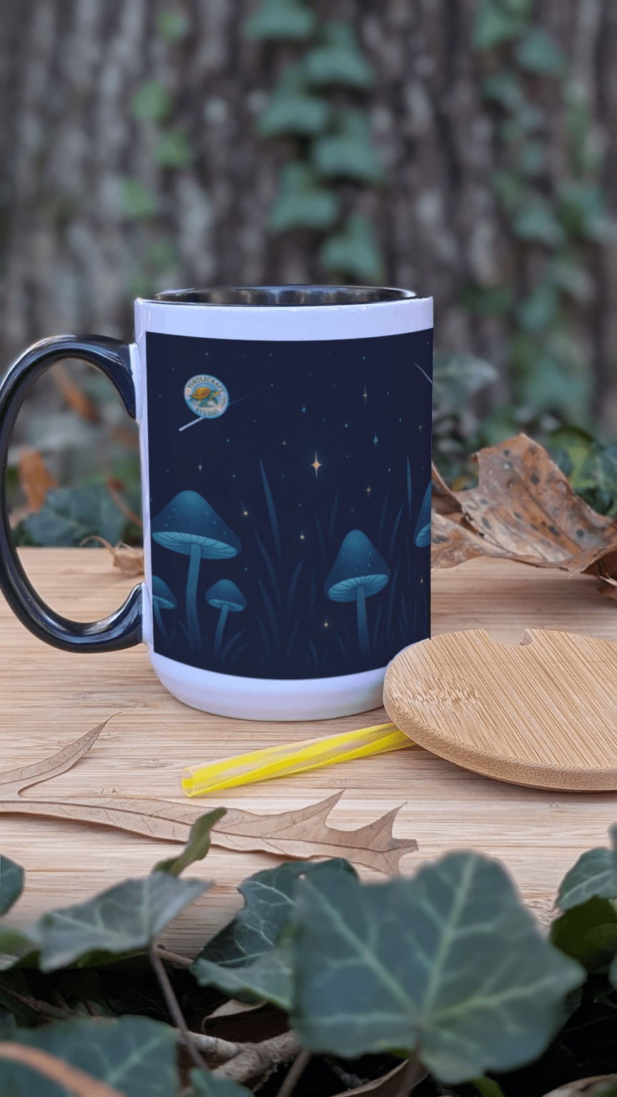 Midnight Mushrooms – 15oz Ceramic Mug (Wrap Design) - TurtleCraft Studio | TurtleCraft Studio