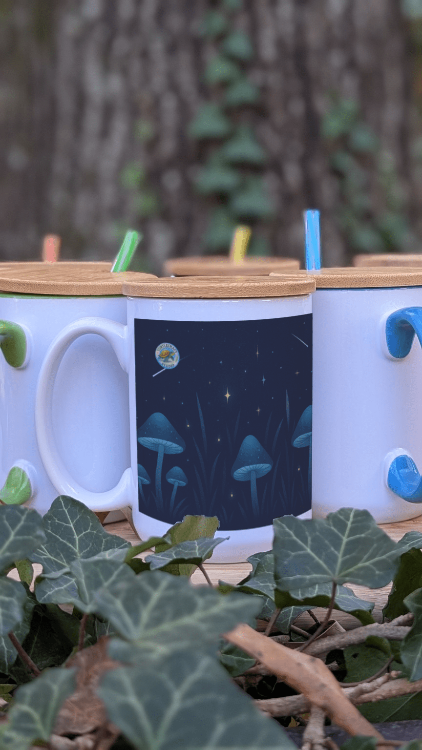 Midnight Mushrooms – 15oz Ceramic Mug (Wrap Design) - TurtleCraft Studio | TurtleCraft Studio