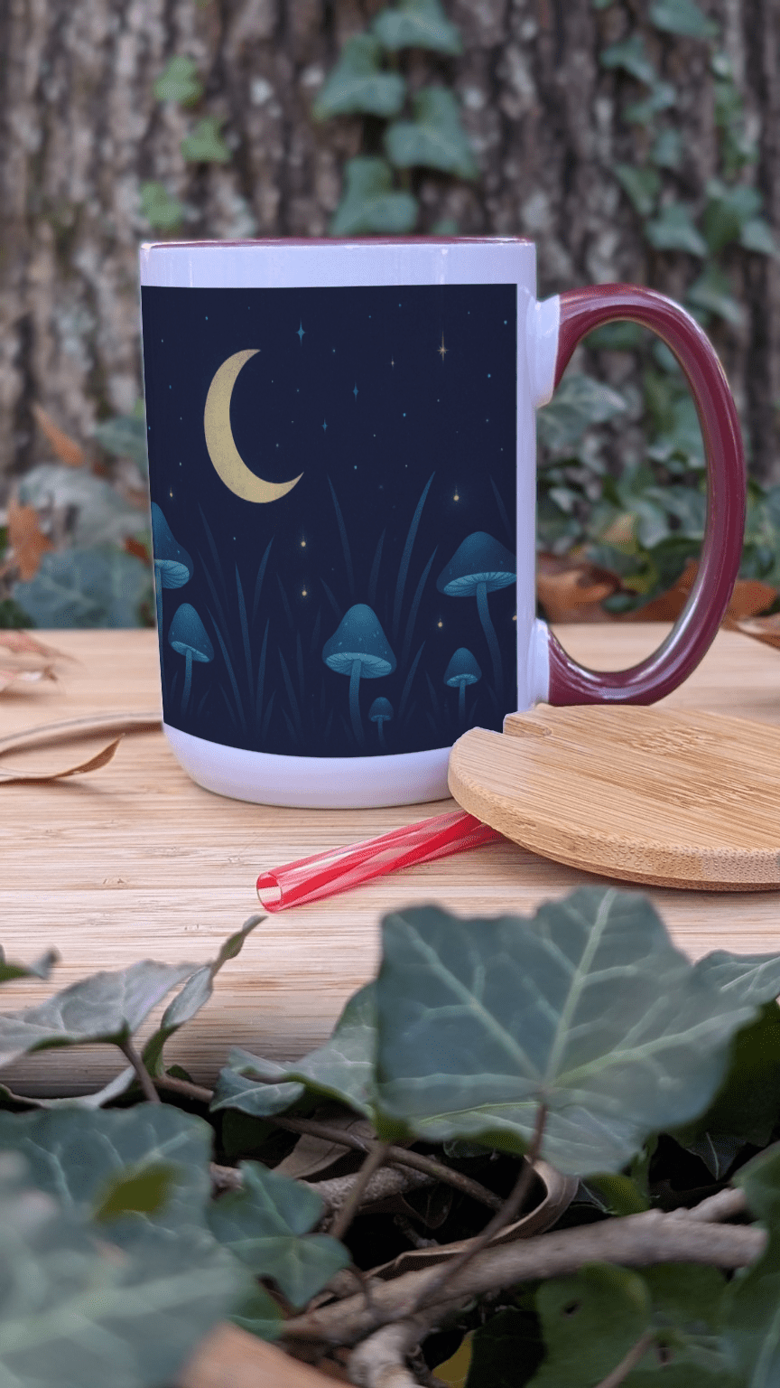 Midnight Mushrooms – 15oz Ceramic Mug (Wrap Design) - TurtleCraft Studio | TurtleCraft Studio