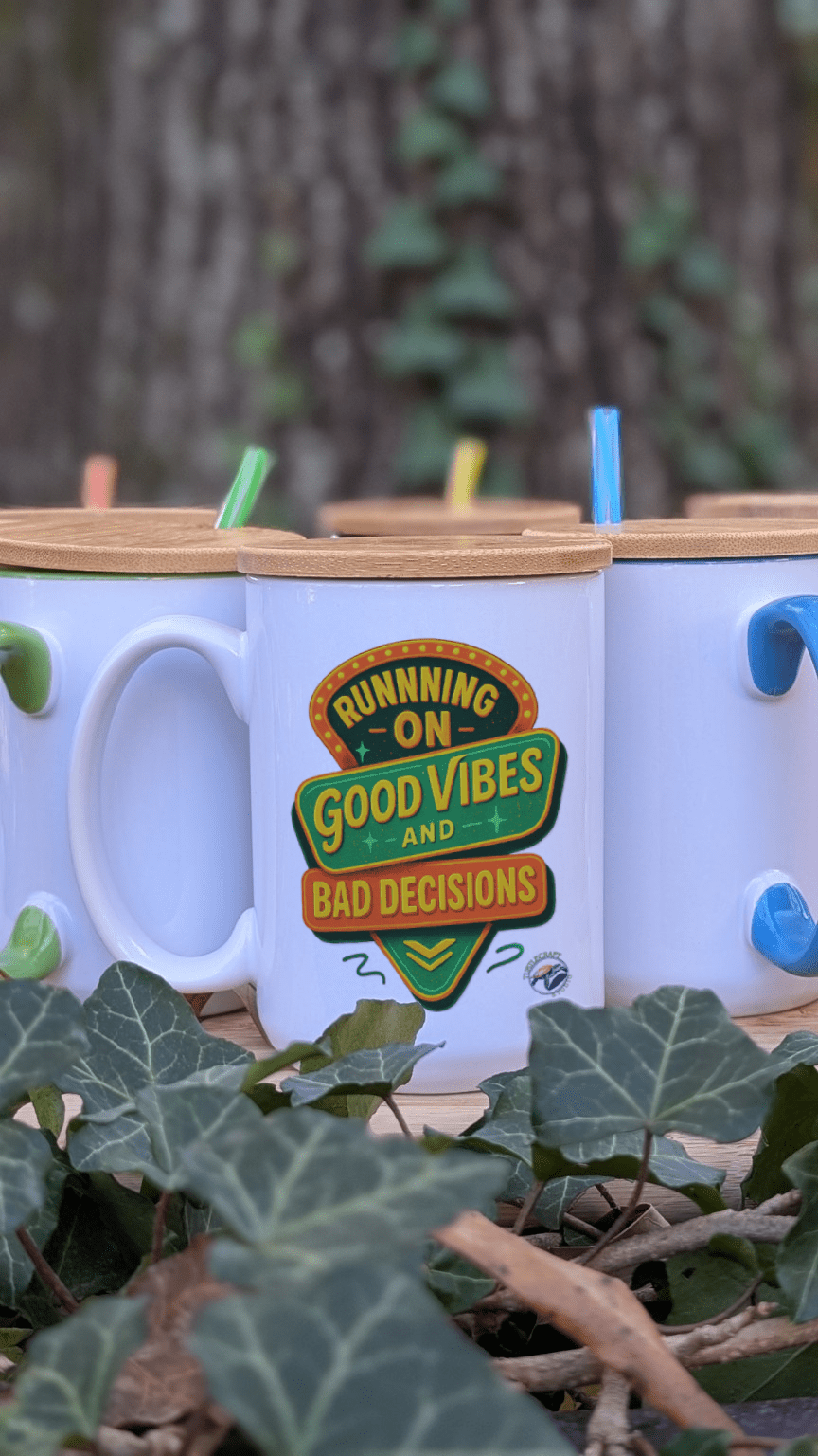Running on Good Vibes & Bad Decisions Mug (15oz) - TurtleCraft Studio | TurtleCraft Studio