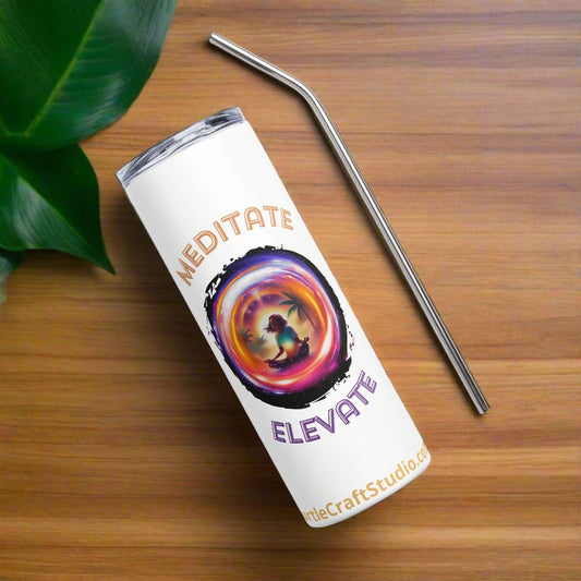 TurtleCraft Live Creations | "Meditate/Elevate" Stainless steel tumbler - TurtleCraft Studio | TurtleCraft Studio